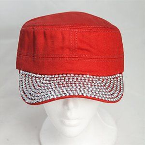 Bling Military Cap Burgandy